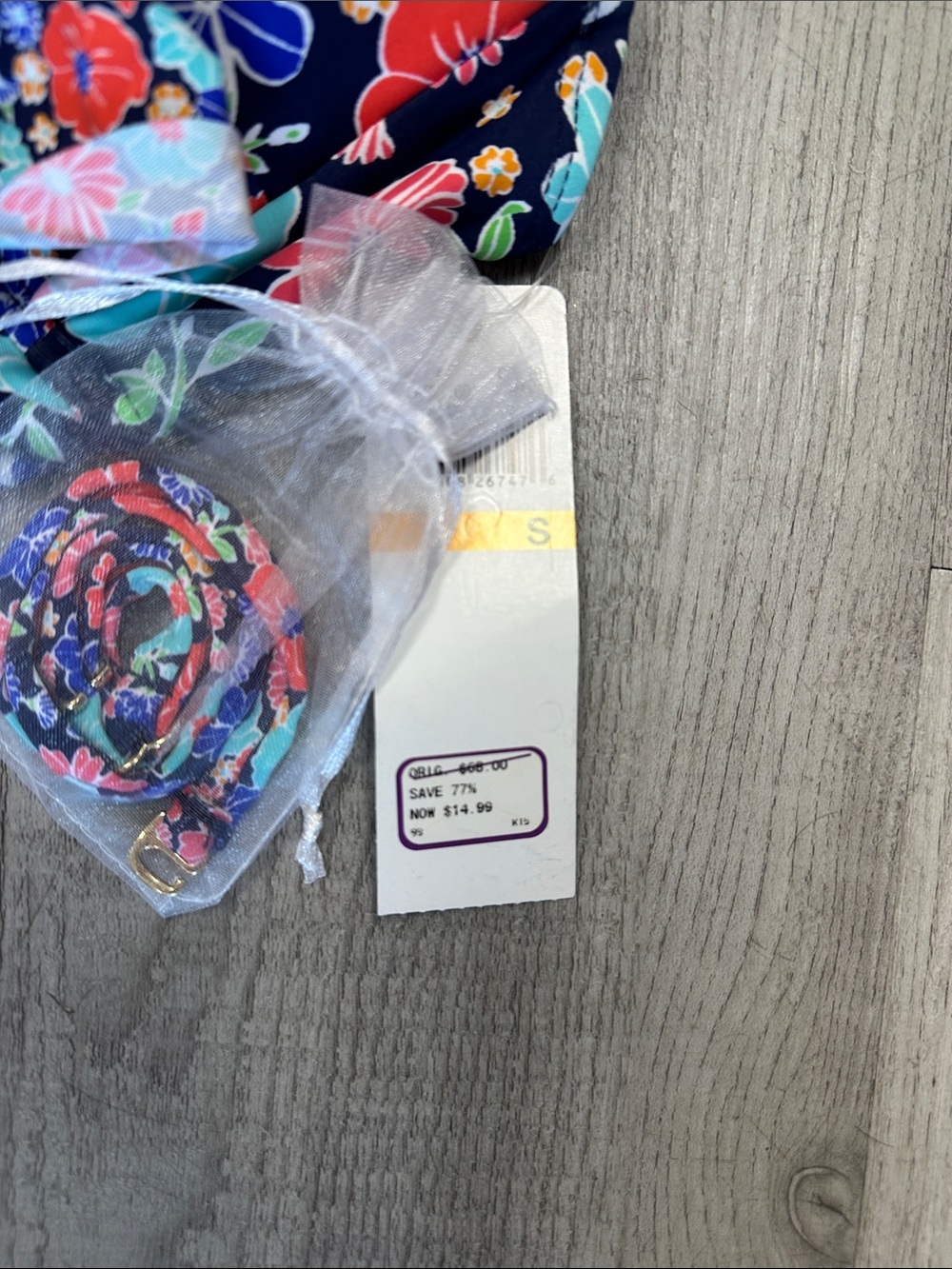 Navy Floral Tankini Set - Navy & Multi Floral Top size Small bottom XS - Picture 6 of 11